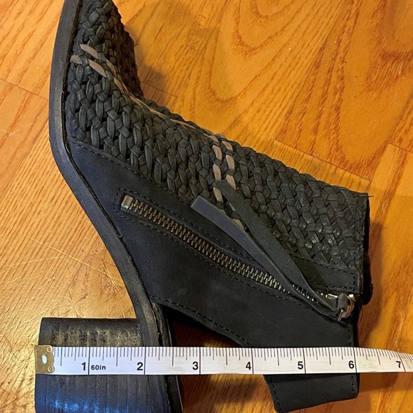 Sam Edelman Cooper Womens 8.5 Black Leather Bootie Sandals Chunky 2.5" Heels - Picture 4 of 7